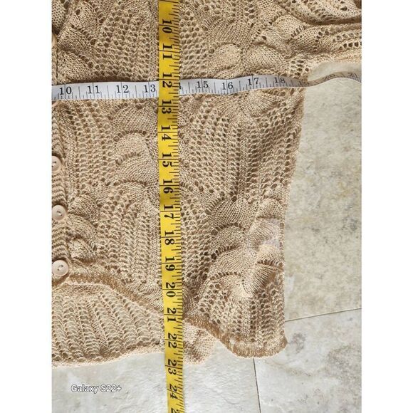 Vandana sparkly gold crocheted dressy button up - Picture 7 of 12